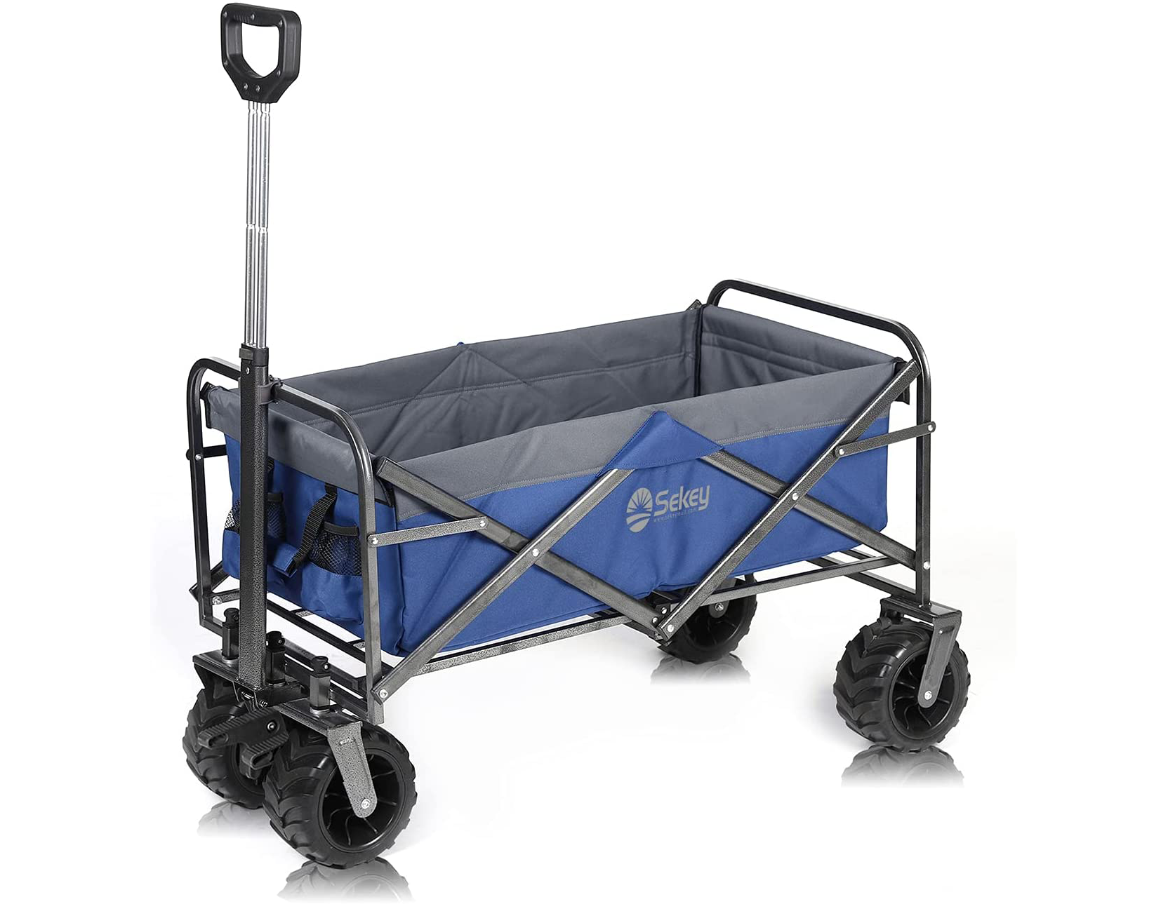 Heavy Duty Foldable Wagon Sekey Collapsible Folding Wagon Cart with Brake Large Capacity Utility Beach Wagon with All Terrain Wheels Black 